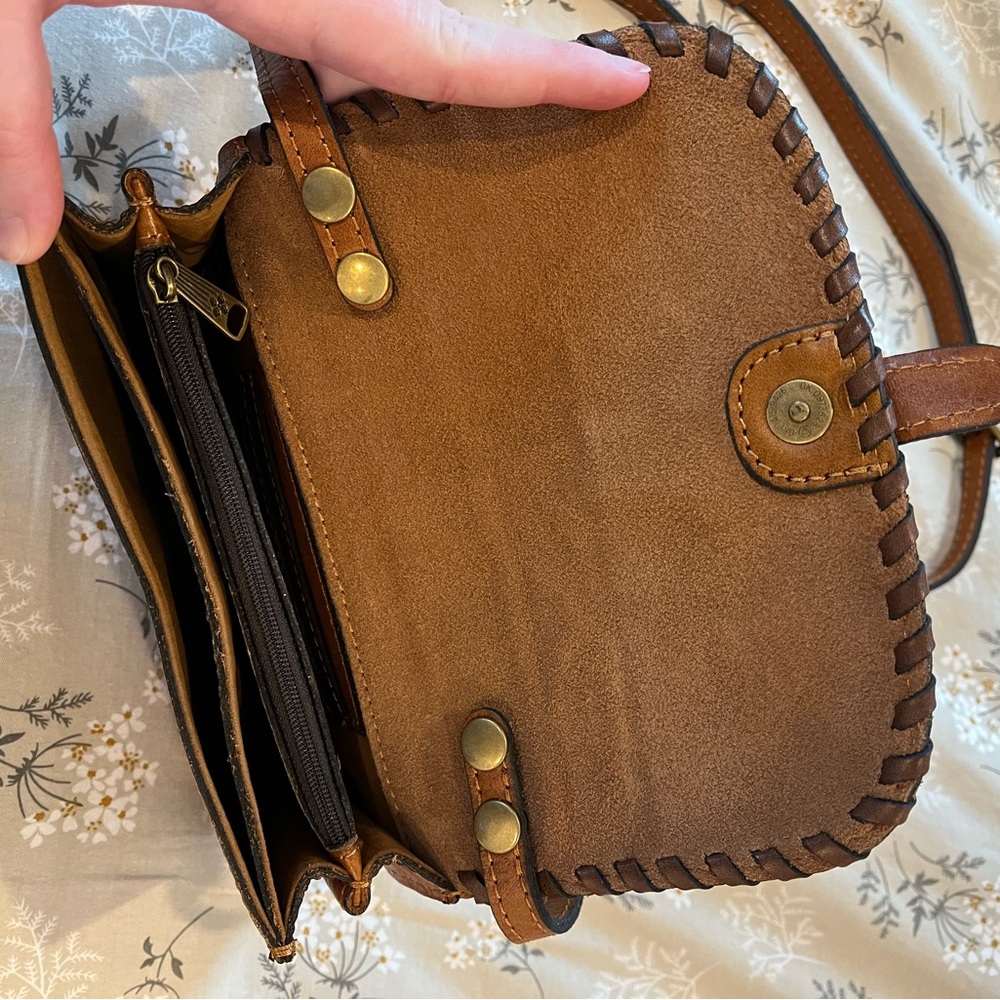 Patricia Nash Torri Florence Crossbody Elegant Brown Leather Crossbody Bag - Picture 3 of 5